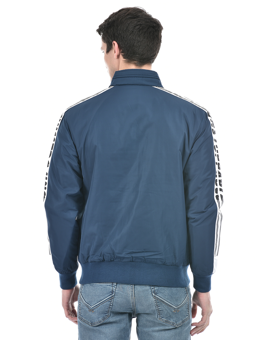 Numero Uno Men Striped Dark Blue Jacket
